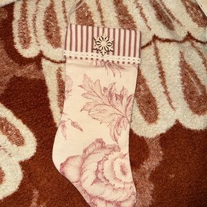 Floral Coquette Linen Christmas Stocking